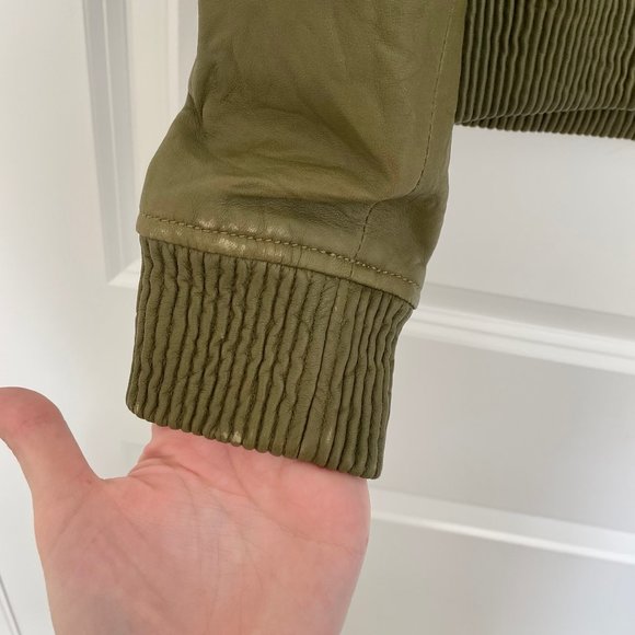 NWT Michael Kors Leather Jacket Olive Green - Picture 13 of 15